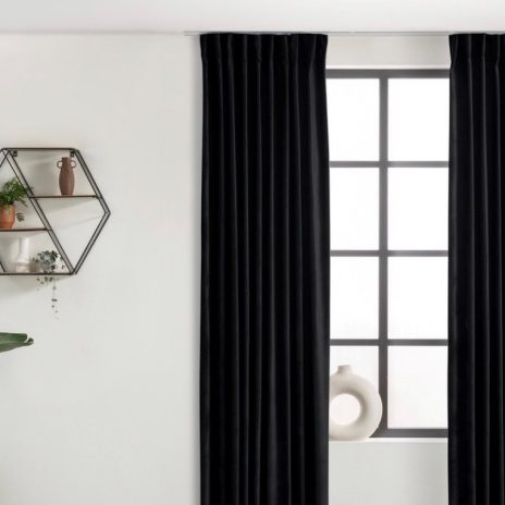 Fluwelen gordijn haken black 150x250