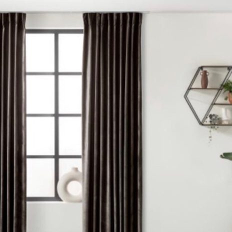 Fluwelen gordijn haken dark taupe 150x250