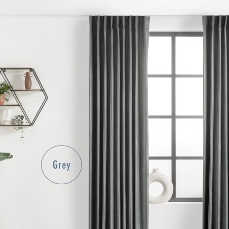 Fluwelen gordijn haken grey 150x250