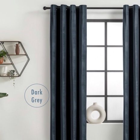 Fluwelen gordijn ringen dark grey 150x250