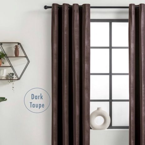 Fluwelen gordijn ringen dark taupe 150x250