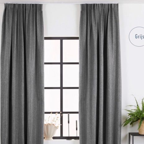 Luxe Geweven Gordijn met haken Grey 150 x 260