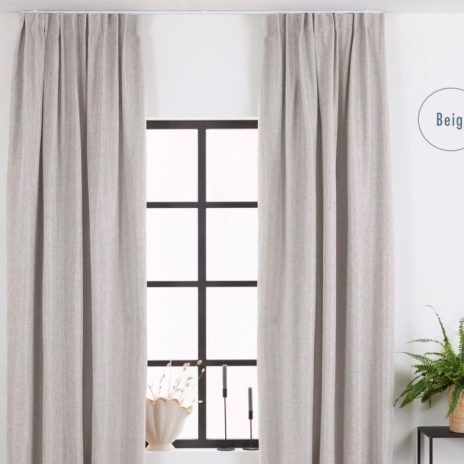 Luxe Geweven Gordijn met haken beige 150 x 260