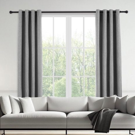 Luxe Geweven Gordijn met ringen Silver Grey 150 x 260