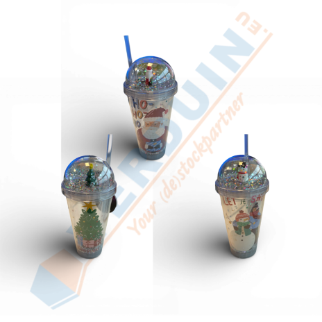 Xmas Drinking cup with straw