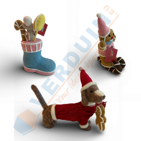 Vilt hond/laars/gingerbread ca.24cm